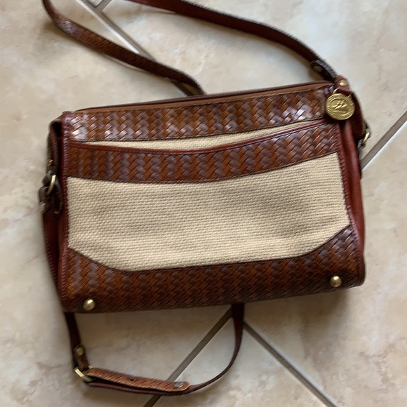 Brahmin Leather/Canvas Crossbody - Picture 1 of 13